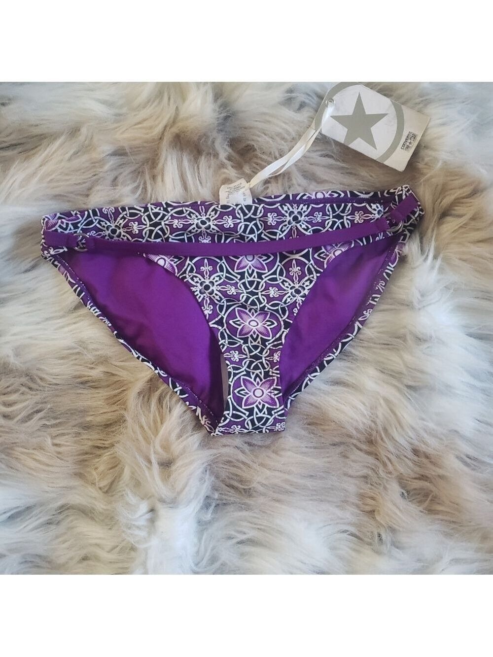 Converse Floral Bikini Bottom Black Purple